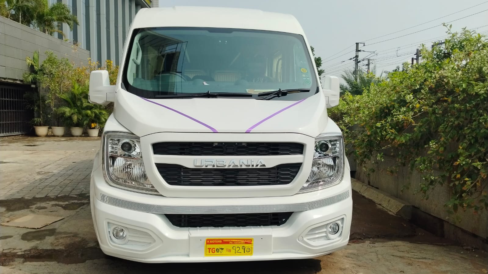 White Force Urbania luxury van of JP Travels, front view
